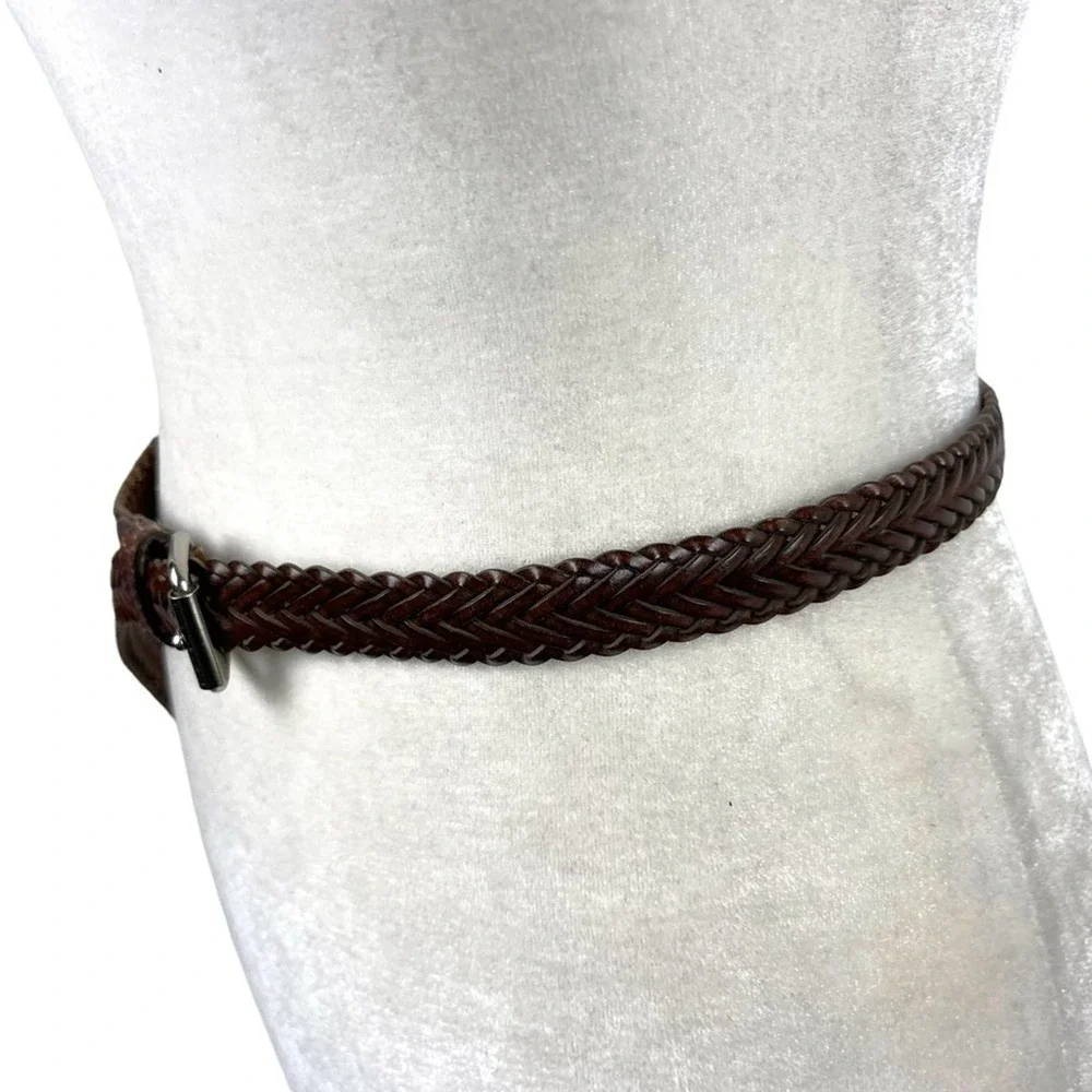 Womens Braided Brown Leather Western Style Belt